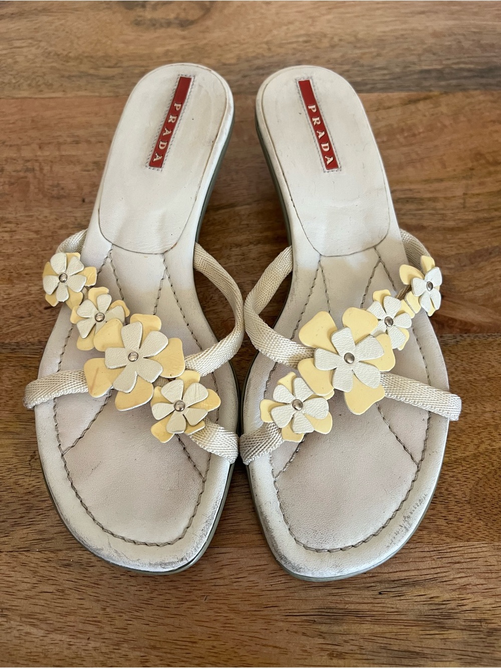 Prada Flower Kitten Heel Sandal Size 5.5